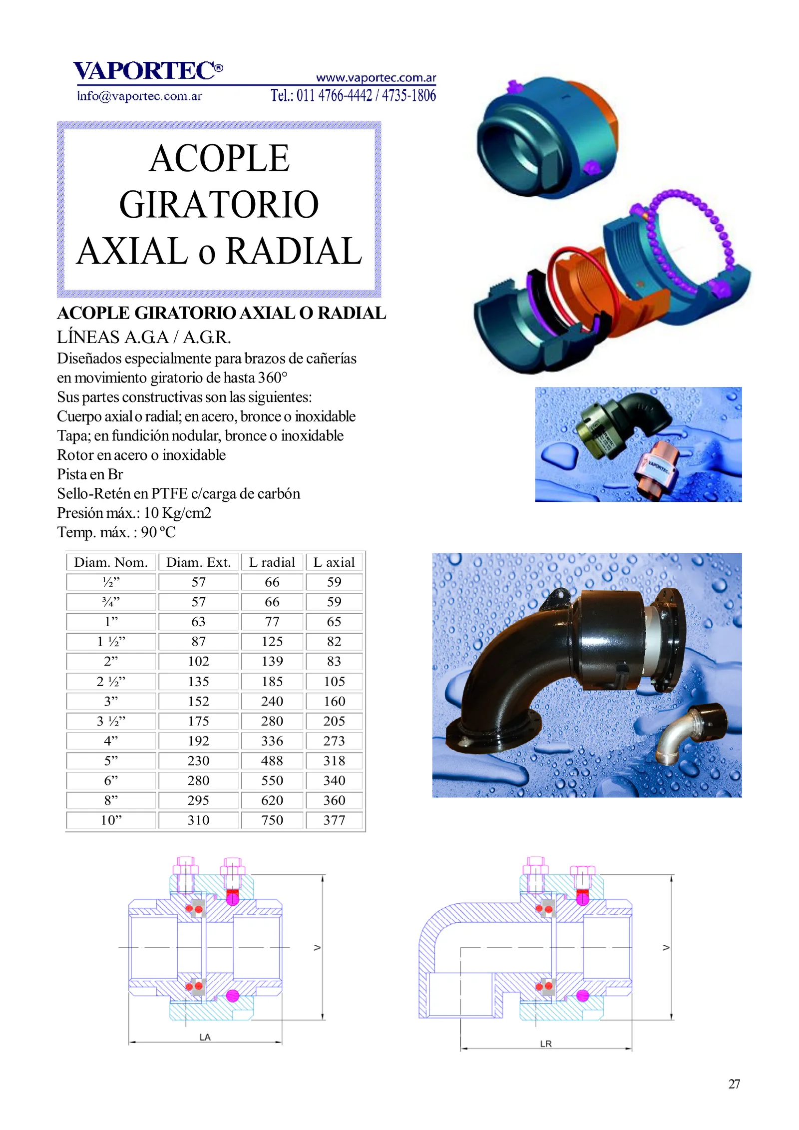 ACOPLE GIRATORIO AXIAL O RADIAL